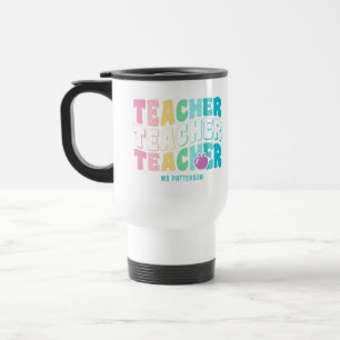 Mug De Voyage Teacher Moderne Arc-en-ciel Couleurs Nom personnal