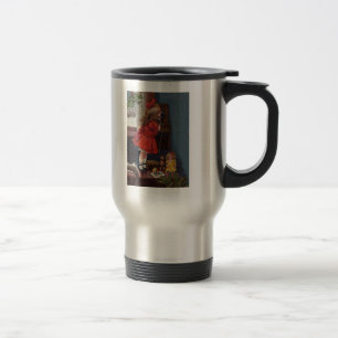 Mug De Voyage Téléphone Antique de Petite Fille de Noël