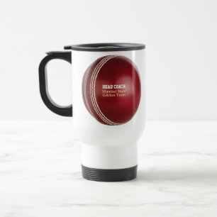 Mug De Voyage Test Match Red Cricket Ball avec texte personnalis