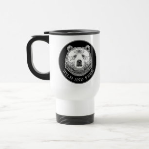Mug De Voyage Tête D'Ours, Sauvage Et Libre, Illustration Dessin
