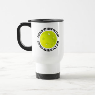 Mug De Voyage Texte Personnalisé Moyen Blanc Pickleball Personna