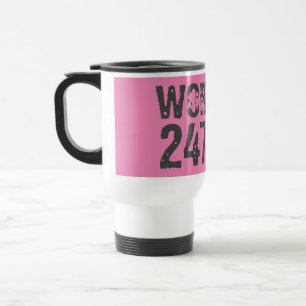 Mug De Voyage Texte usé et rayé Workout 247365 rose