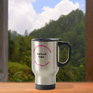Mug De Voyage Textes ronds de marque rose sur acier inoxydable