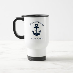 Mug De Voyage Thème d'ancre maritime de capitaine nautique perso
