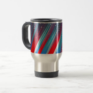 Mug De Voyage Touches de pinceau abstraites rouges blanches bleu