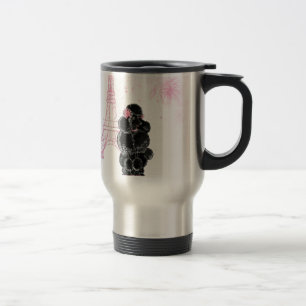 Mug De Voyage Tour Eiffel rose et caniche noir