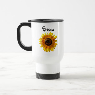 Mug De Voyage Tournesol jaune joyeux avec abeille personnalisée