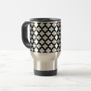 Mug De Voyage Trellis blanc et noir, treillis, Quatrefoil