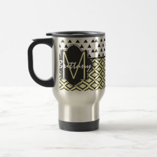 Mug De Voyage Triangles noires, jaunes, et blanches et