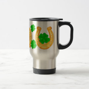 Mug De Voyage Trois fers à cheval d'or sept shamrocks chanceux