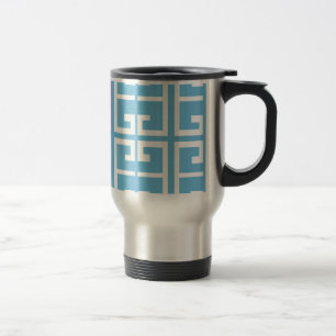 Mug De Voyage Tuile bleu-clair et blanche