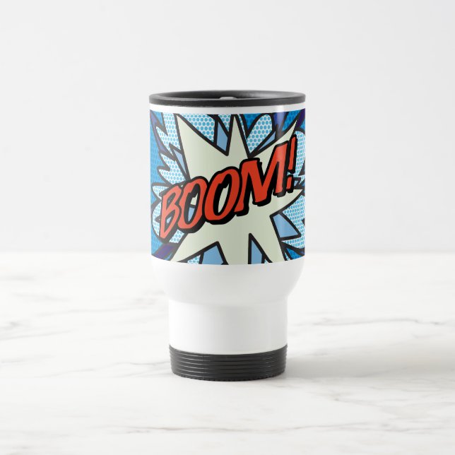 Mug De Voyage Typographie de fun moderne de bande dessinée BOOM (Centre)