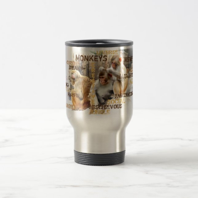 Mug De Voyage Typographie des singes mignons (Centre)