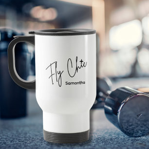 Mug De Voyage Typographie Fly Chic et aviation simple d'avion