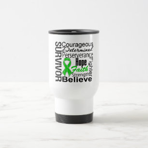 Mug De Voyage Vert de collage de survivant de Cancer de rein