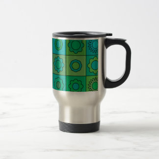 Mug De Voyage Vert et motif de fleur hippie de turquoise