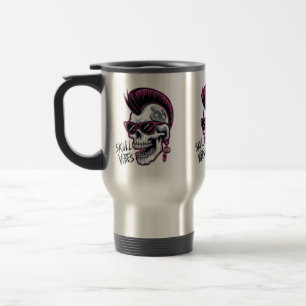 Mug De Voyage Vibes de crâne punk. Crâne cool avec lunettes de s