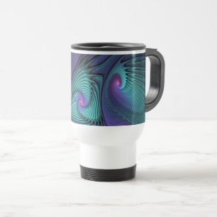 Mug De Voyage Violet rencontre Turquoise moderne art fractal abs