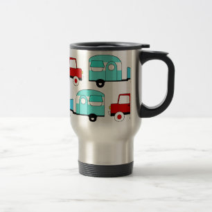 Mug De Voyage Voitures vintages rouges de rétro de camping