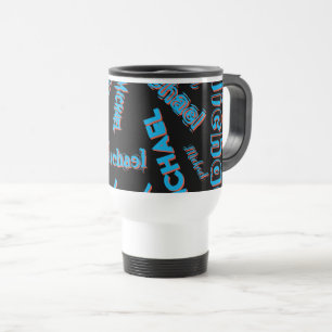 Mug De Voyage Votre nom motif monogramme bleu rouge noir