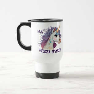 Mug De Voyage White Girls' mignon Élégant Purple Magique Unicorn