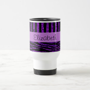 Mug De Voyage Zèbre pourpre, Parties scintillant, Gris pourpre, 