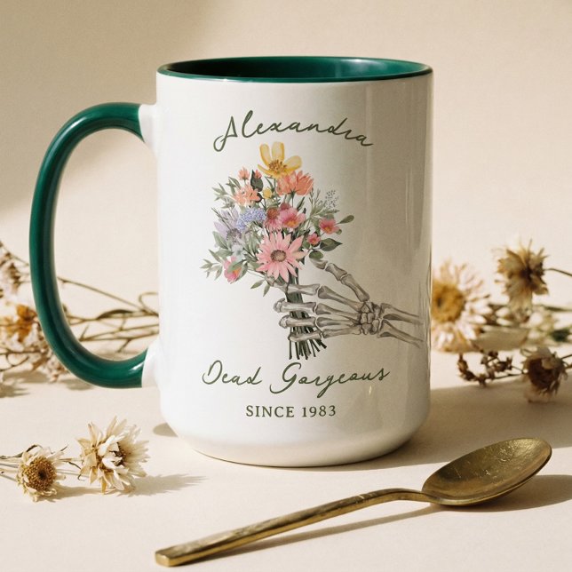 Mug Dead Gorgeous Name Year Gothic Skeleton Wildflower (Dead Gorgeous Name Year Gothic Skeleton Wildflower Mug)