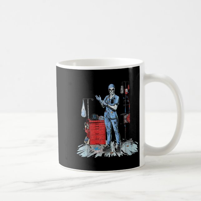 Mug Deadside Nurse Blue Scrubs Funny Skeleton Doctor M (Droite)