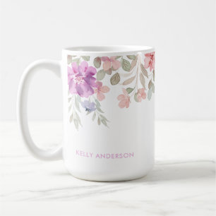 Mug Décalcomanie aquarelle girly à motif floral tropic