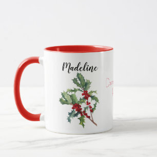 Mug Décembre Fleur de naissance aquarelle Holly