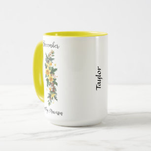 Mug Décembre Fleur de naissance Holly et Narcissus