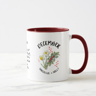 Mug DÉCEMBRE Mois de naissance Fleur Nom personnalisé 
