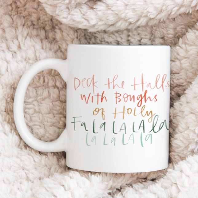 Mug Deck à la main dans les Halls Carol (Hand-Lettered Deck the Halls Carol Coffee Mug)
