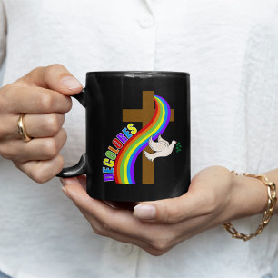 Mug DeColores Cursillo Arc-en-ciel avec Croix et Paix 