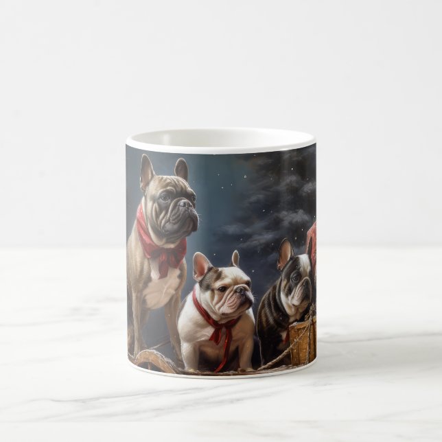 Mug Décor de Noël de Bulldog Snowy Sleigh (Centre)