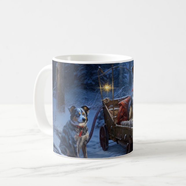 Mug Décor de Noël de l'hélier bleu neige (Devant gauche)