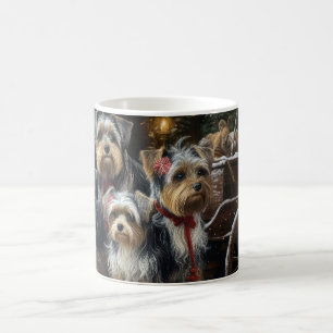 Mug Décor de Noël du Biewer Terrier Snowy Sleigh