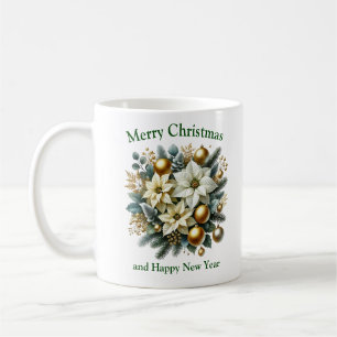 Mug Décor de Noël luxueux vert et or