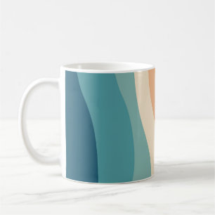 Mug Décor des vagues de style rétro coloré