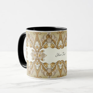 Mug Décoratif Fleurs Blanches en Or