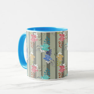 Mug Décoratif ornemental abstrait rayé rétro