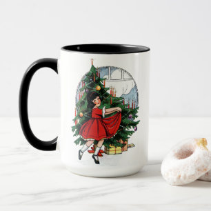 Mug Décorations d'arbre de Noël Dessin de fille Vintag