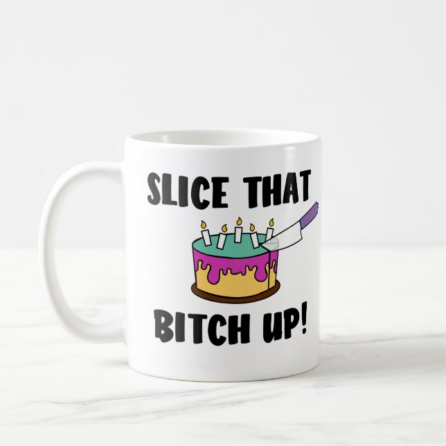Mug Découpez ce cadeau de gâteau et de couteau pour le (Gauche)