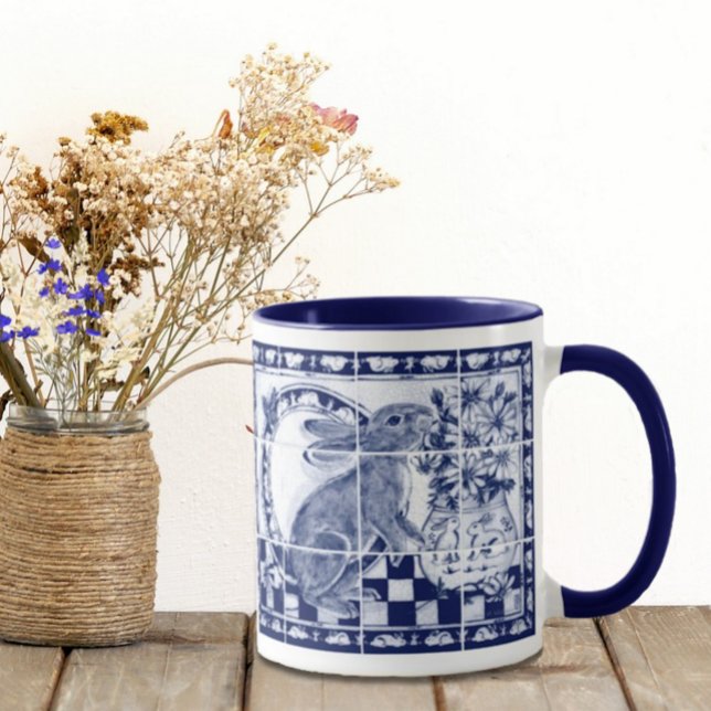 Mug Dedham Lapin Lapin Bleu foncé Bleu Blanc Cute Carr (Créateur téléchargé)