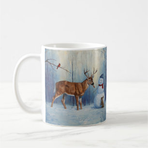Mug Deer et Happy Snowman hiver de vacances scène