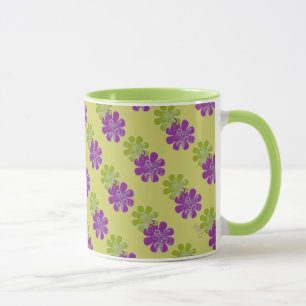 Mug Défilements en fleurs (violet/chaux)