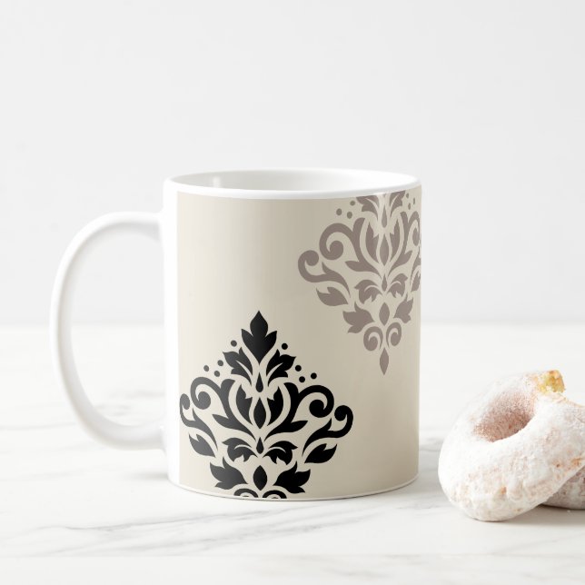 Mug Défiler Damask Art I Black Taupe Crème (Avec donut)