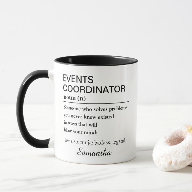 Mug Définition de coordonnateur d'événements personnal (Avec donut)