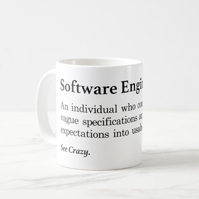 Mug Définition de l'ingénieur logiciel (Devant gauche)