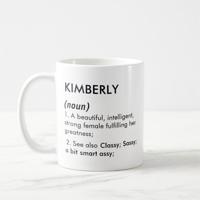 Mug Définition de nom Kimberly modifiable, nom personn (Gauche)